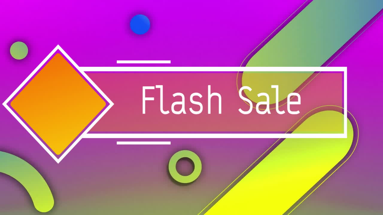 활기찬 패턴 배경 위에 플래시 판매 텍스트의 애니메이션