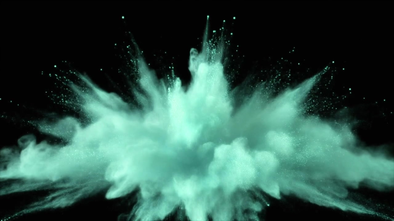 Explosion of Mint Green Powder on Black Background