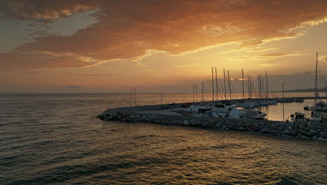 sunset at the marina with boats