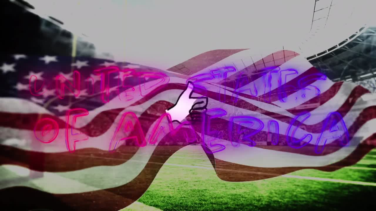 미국 의 애니메이션 과 미국 의  ⁇ 발 이 경기장 위 에