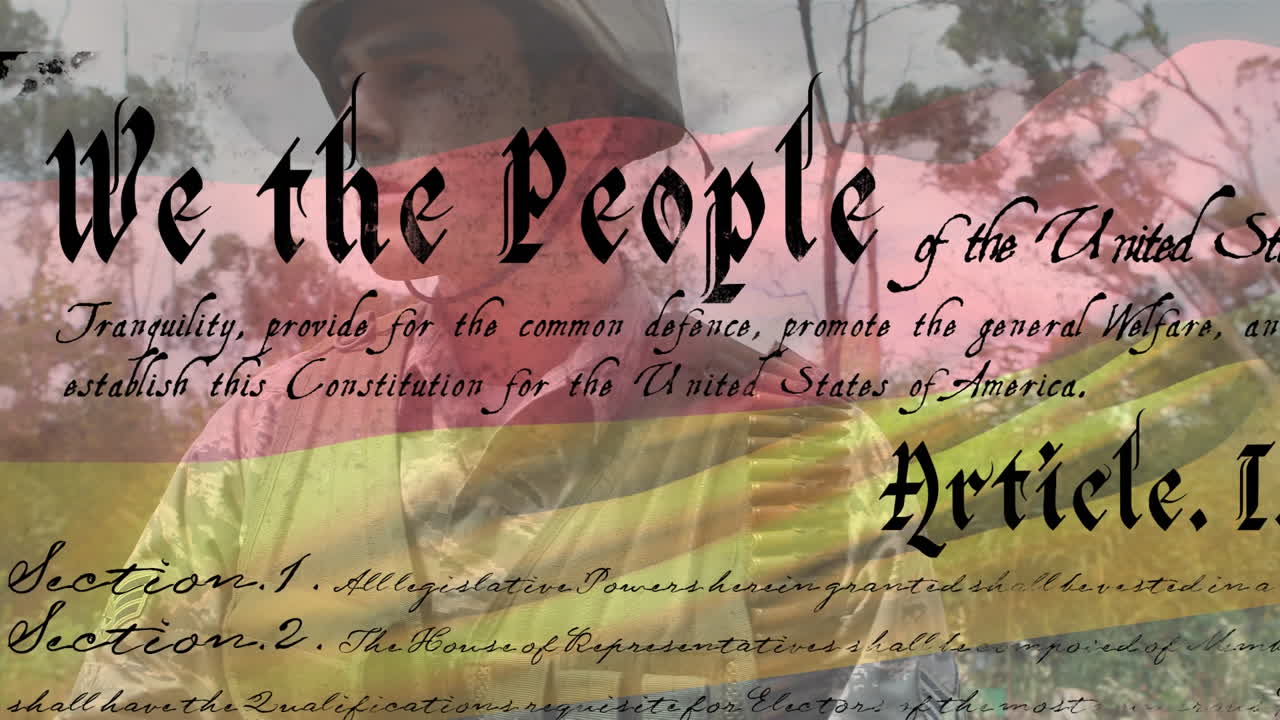 анимация писаний и флага германии над кавказским мужчиной-солдатом в доспехах