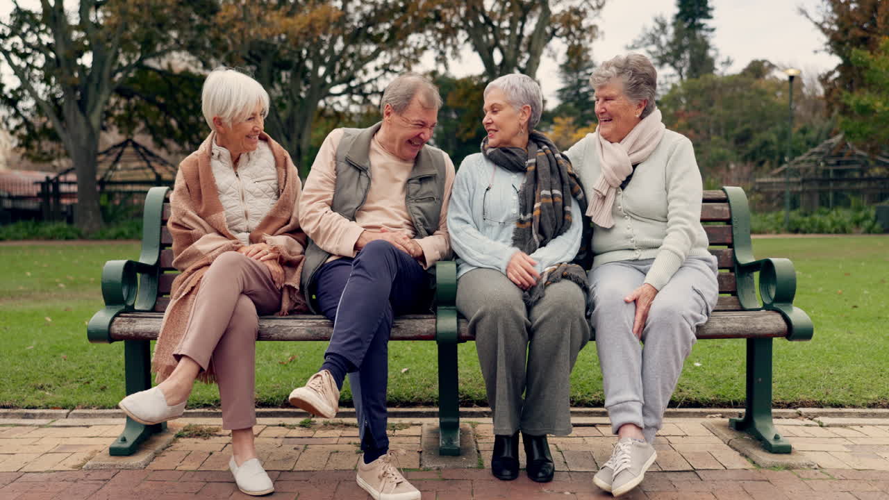 공원에서 대화, 유대감, 고령 친구들