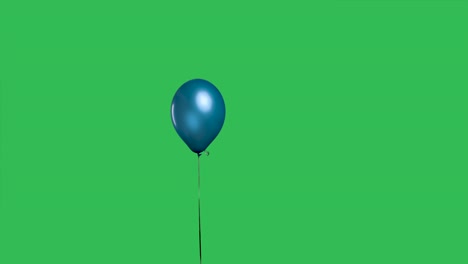 single teal balloon on green screen