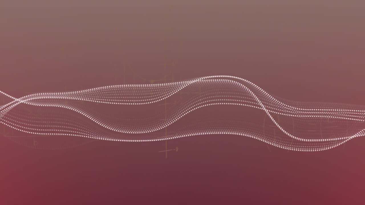 보라색 그라디언트 배경에 대한 디지털 파동과 수학적 방정식의 애니메이션