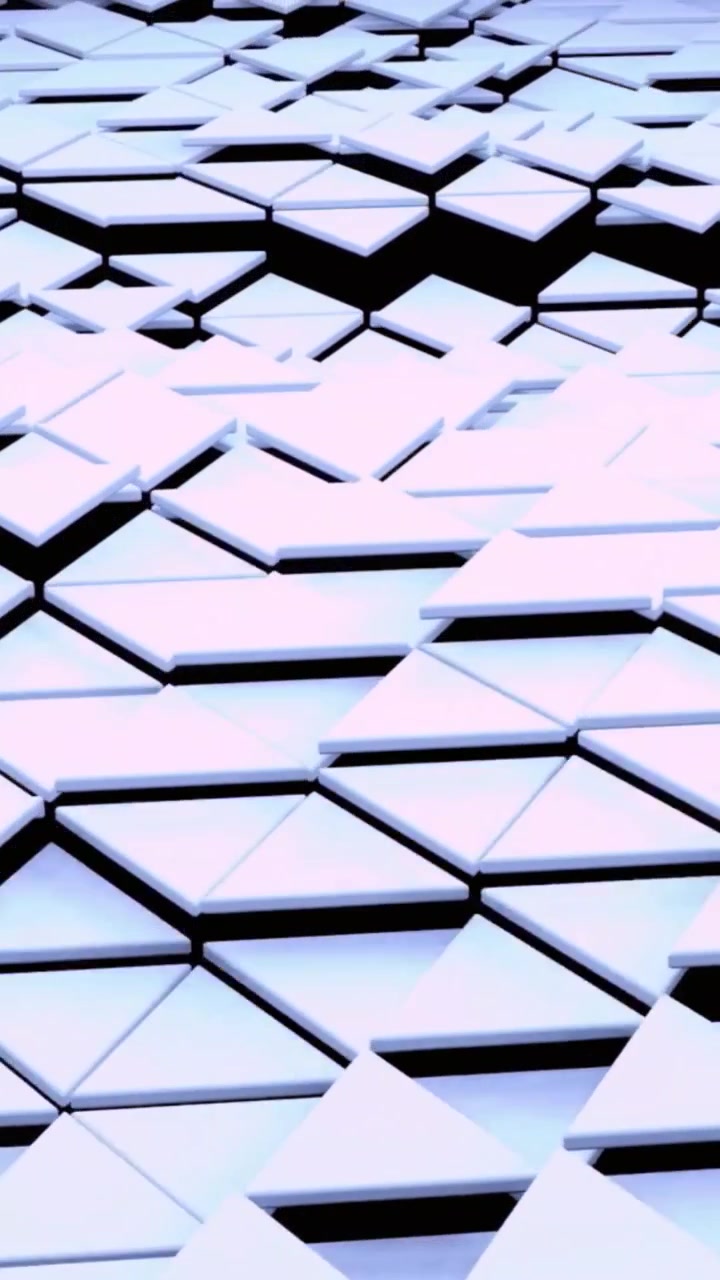 Loop continuo di tessere geometriche bianche che si muovono a onda