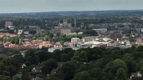 Vista-Aérea-Del-Centro-De-La-Ciudad-De-Norwick-Norfolk-Reino-Unido