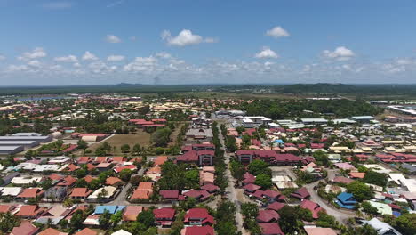 neighbourhood in kourou commune french guiana. aerial view