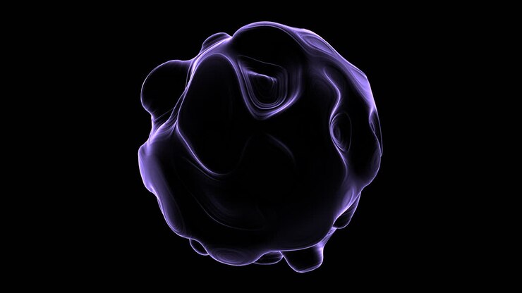 Sfera dinamica, rendering 3D intricato con profondità e movimento