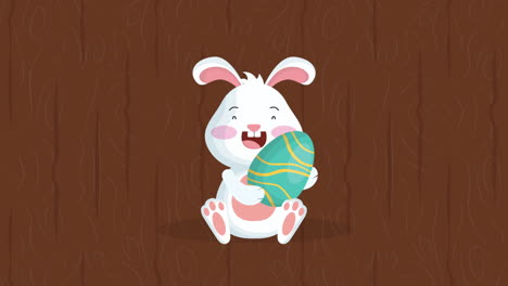 happy easter animated card with cute rabbit and egg painted