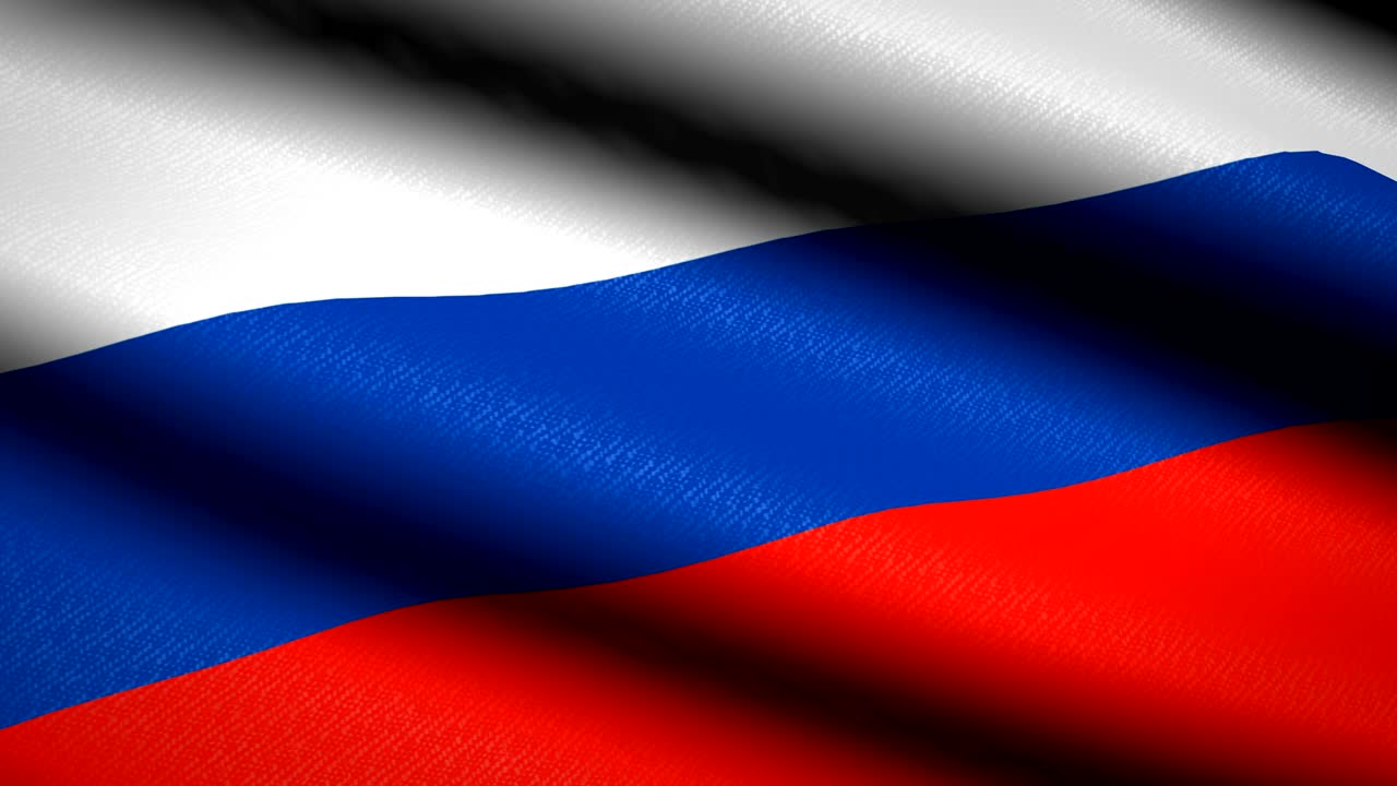 Russia Flag Waving Textile Textured Background. Seamless Loop Animation. Full Screen. Slow motion. 4K Video