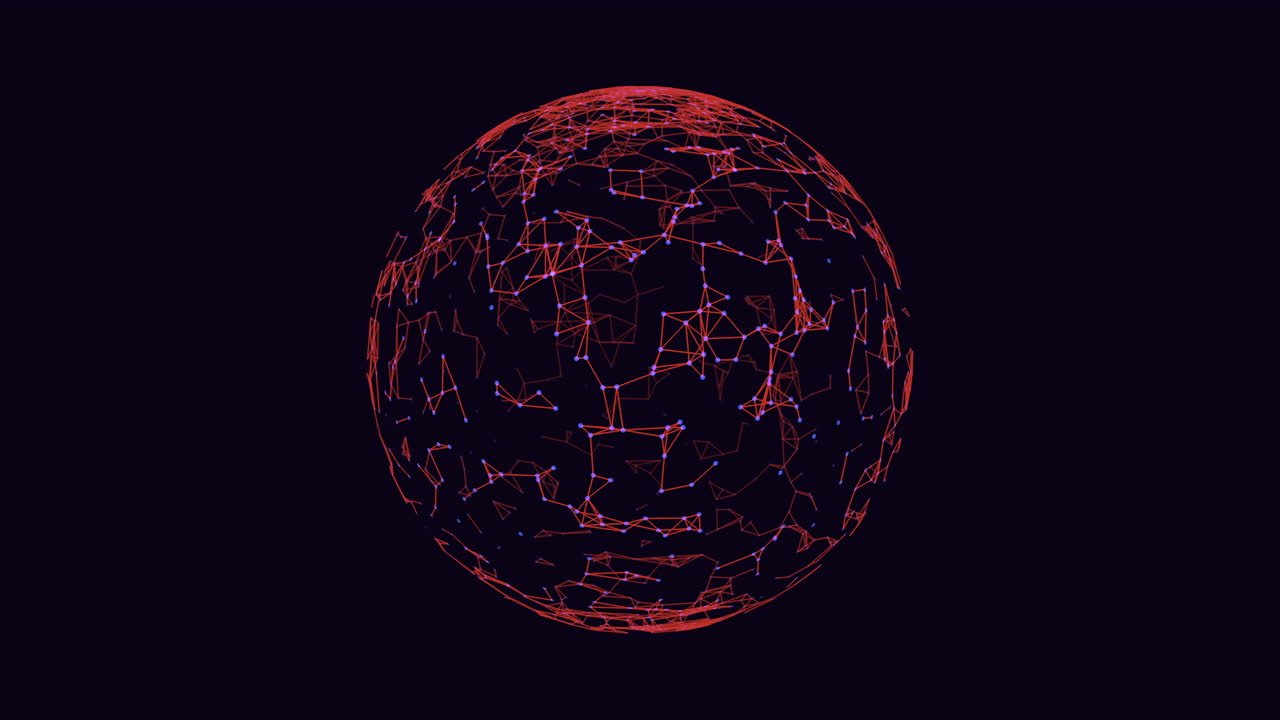 esfera cósmica modelo 3d de planeta de patrón de puntos rojos y azules