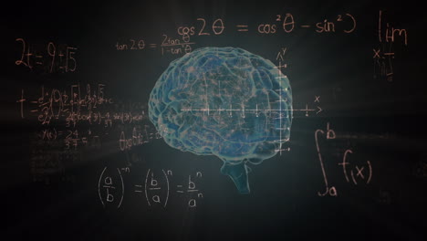animación del cerebro humano y procesamiento matemático de datos