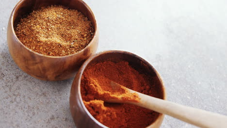 cinnamon powder and red chili powder in bowl 4k