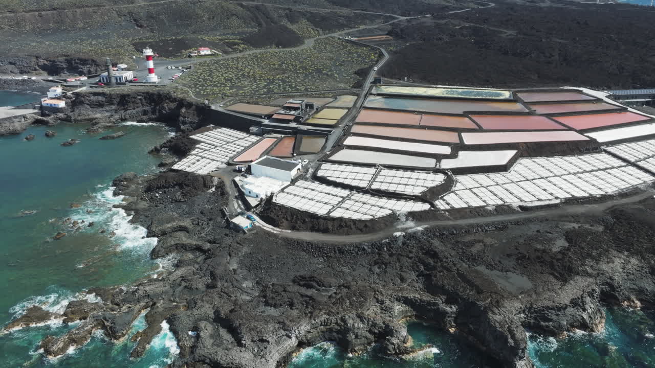 Fuencaliente Lighthouse and Salt Pans: Bright and Colorful Aerial Views