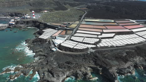 fuencaliente lighthouse and salt pans: bright and colorful aerial views