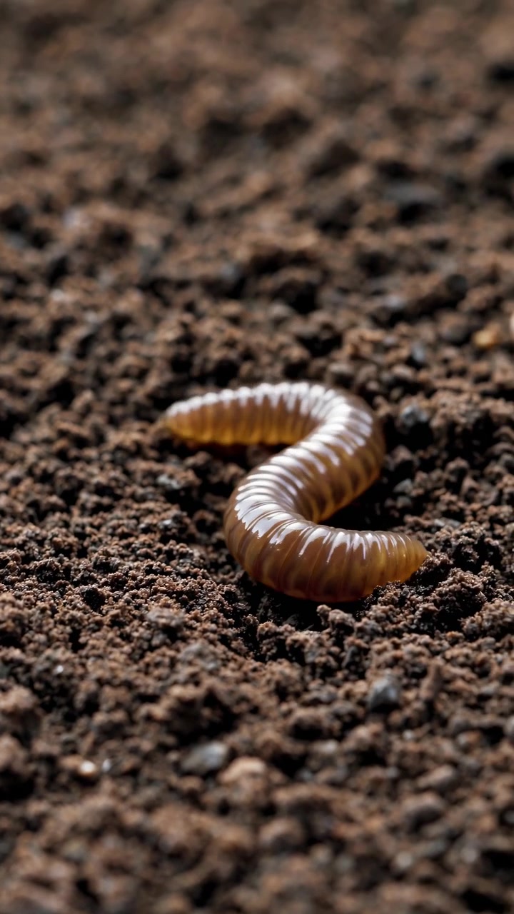 Millepiedi che striscia su terreno scuro