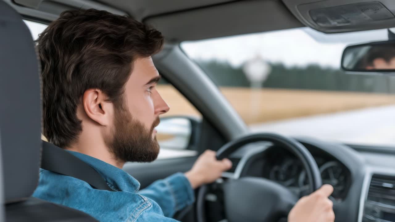 차를 운전하는 남자