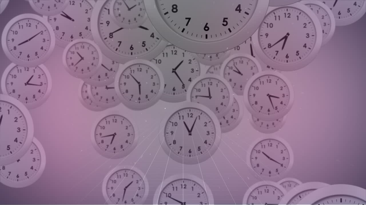Animazione di spazio con stelle e particelle su orologi che ticchettano