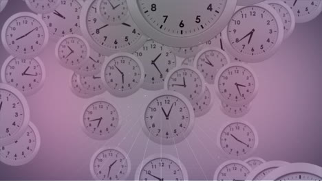 animación del espacio con estrellas y partículas sobre relojes que tiquetean