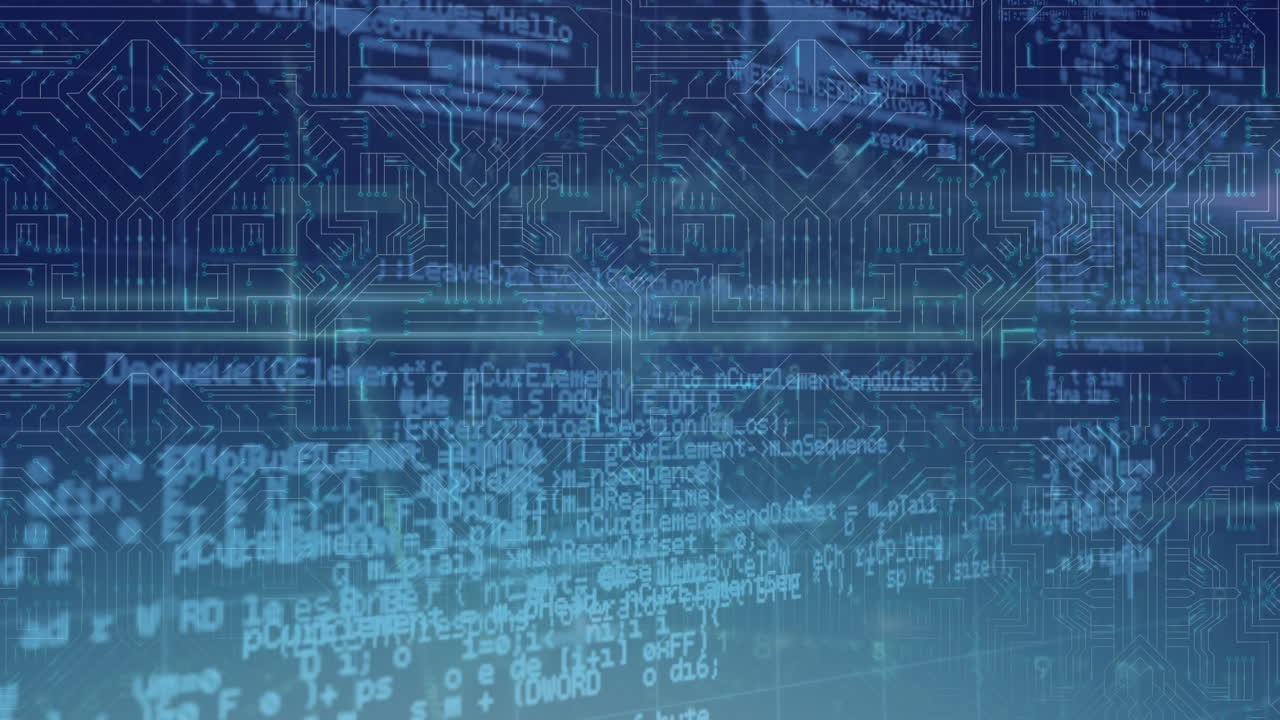 Animation of data processing with hud elements on digital interface