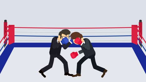 la batalla del hombre de negocios en guantes de boxeo. concepto de competencia de negocios. ilustración de bucle en estilo plano.