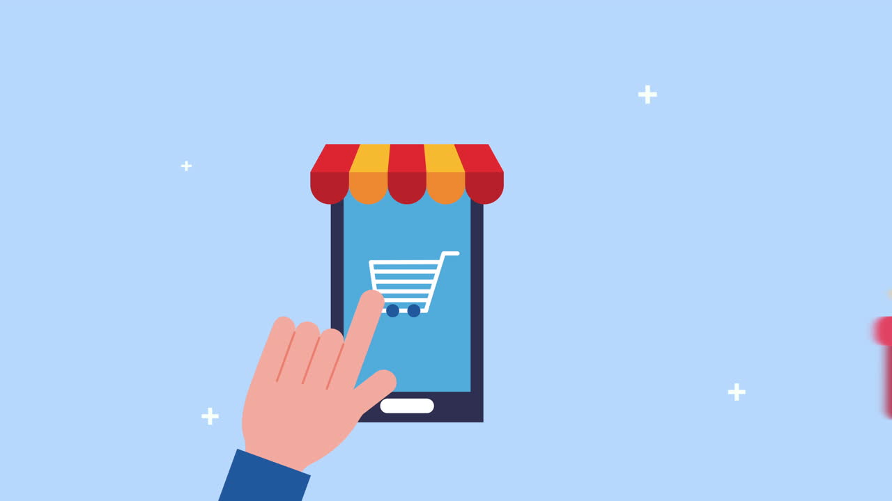 손으로 스마트폰을 사용하여 선물 전자 상거래