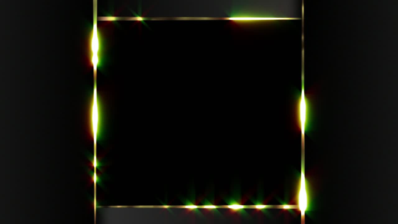 marco de oro abstracto con líneas verdes brillantes