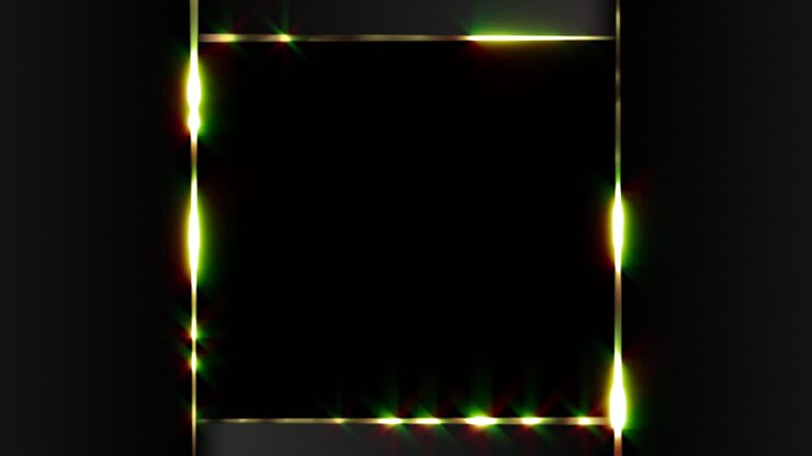 marco de oro abstracto con líneas verdes brillantes