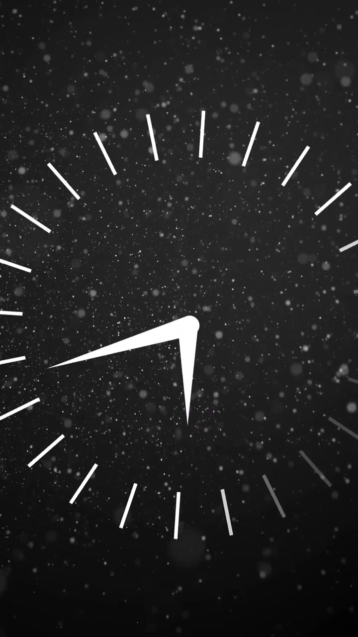 Animation of clock moving over dust on black background
