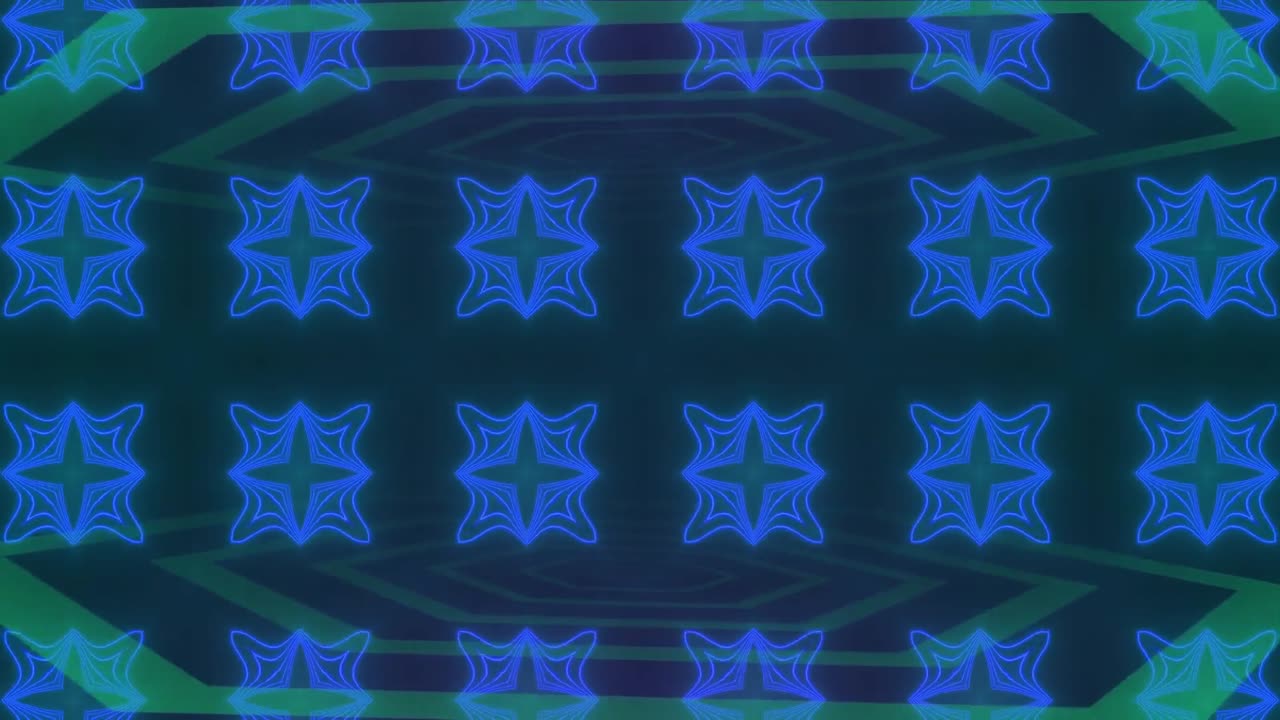 animación de formas azules que se mueven sobre un fondo negro