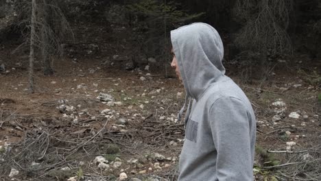 Hooded-man-hiking