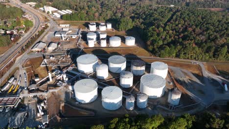 aerial of tanks at fuel terminal