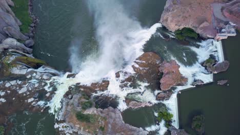 aerial drone shot flying over twin falls amazing view