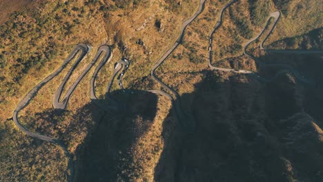 Serra-Do-Rio-Do-Rastro-sunrise-beautiful-top-down-drone-aerial-view,-located-in-Bom-Jardim-Da-Serra,-Brazil