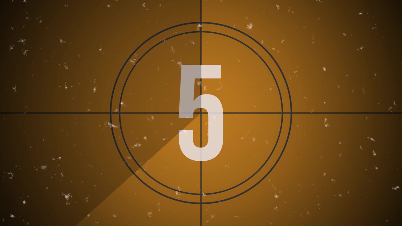Classic Film Countdown Leader with Vintage Dust and Scratches