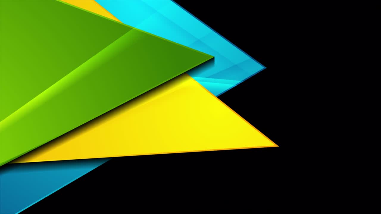 Colorful shiny glossy triangles abstract geometry motion background