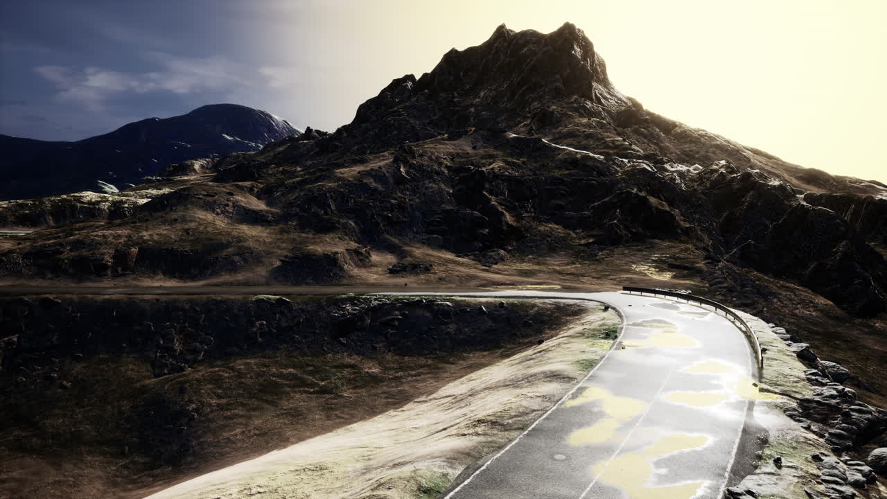 시골 도로 의 공중 전망