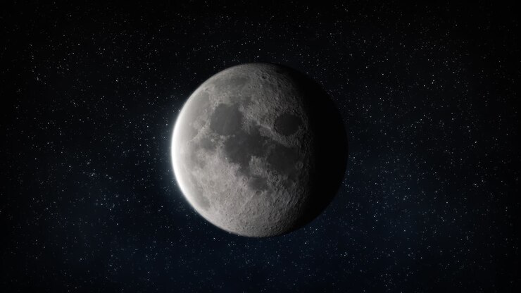 Lua, vista frontal, close-up com zoom