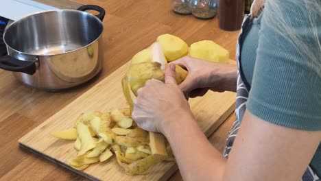 peeling potatoes