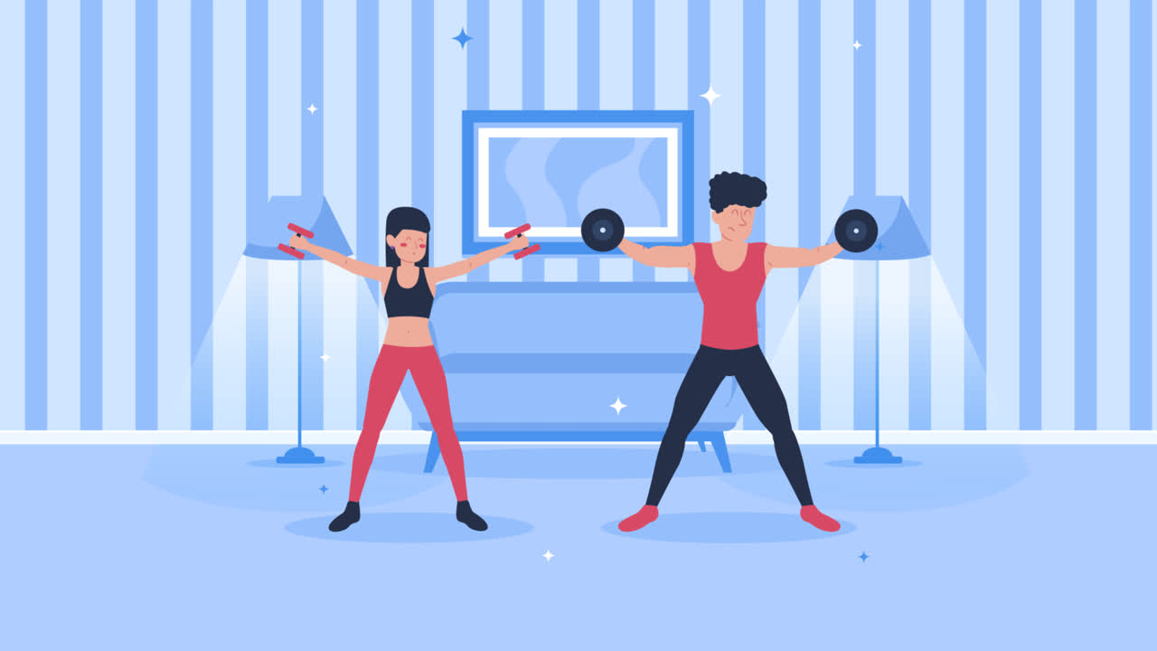 가정에서 훈련하는 개념의 애니메이션