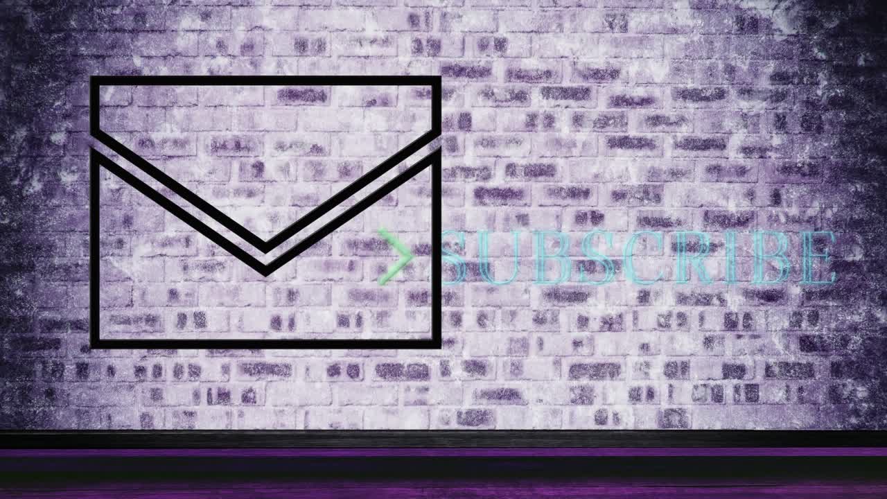 Animation of envelope and subscribe text over brick background