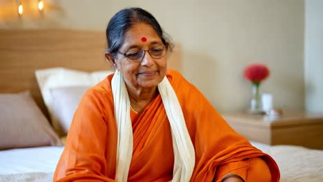 elderly woman in traditional indian attire