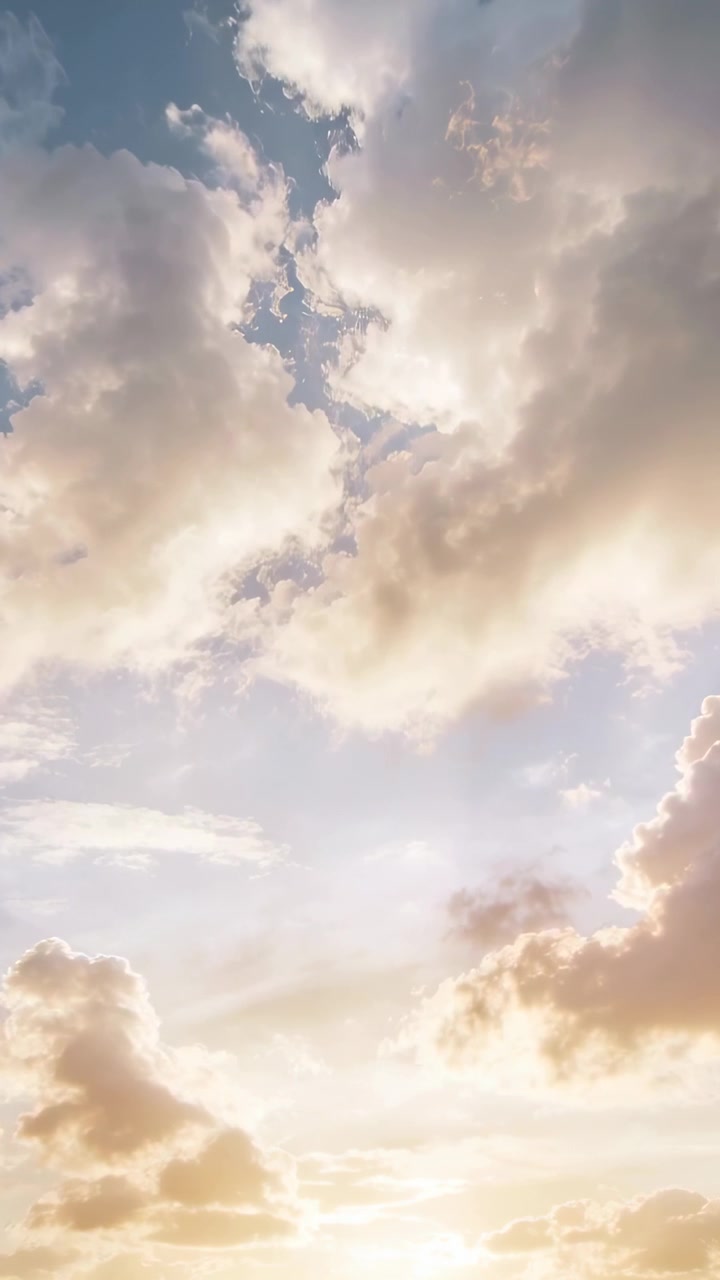 Video verticale: Nuvole alla deriva mentre il sole basso si muove e sposta la luce, rivelando bordi caldi per il filmato