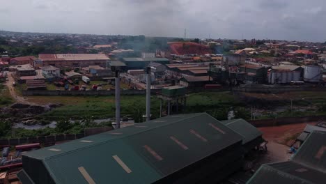 large industrial site emits smoke across ibadan skyline near lagos expressway