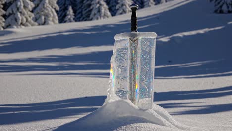 frozen sword in the snow