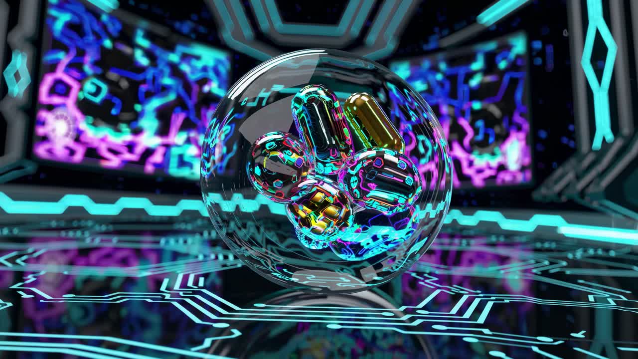 Futuristic Medical Capsule in a Crystal Sphere