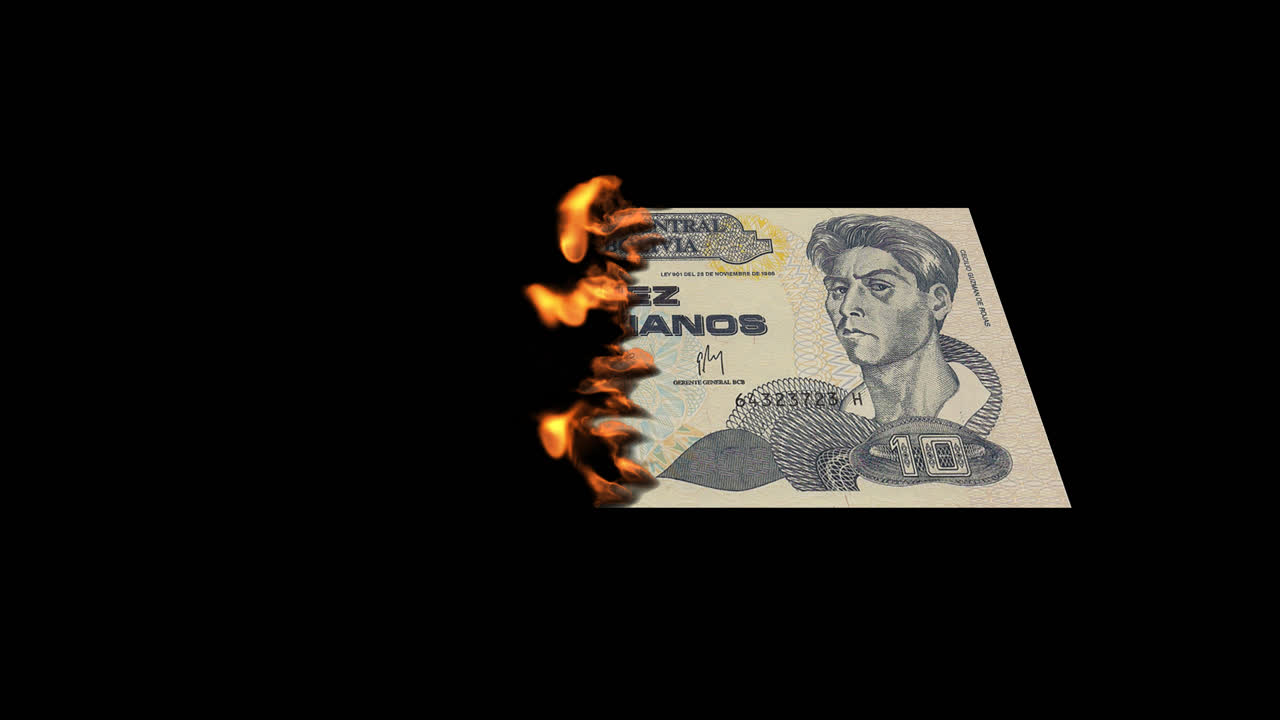 Burning Bolivian Banknote