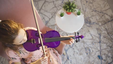 talented female violinist playing the violin at home. musician.