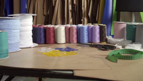 workplace of a tailor in the studio atelier