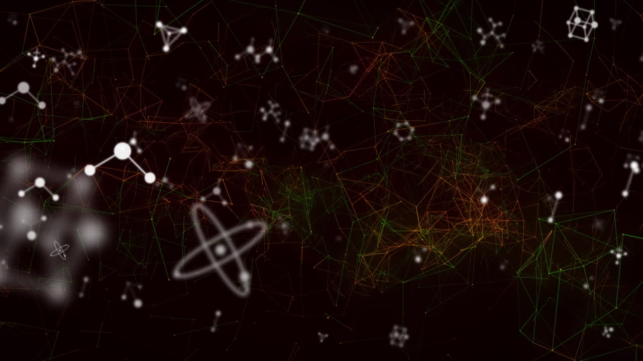 Animation of molecules moving over networks of connections